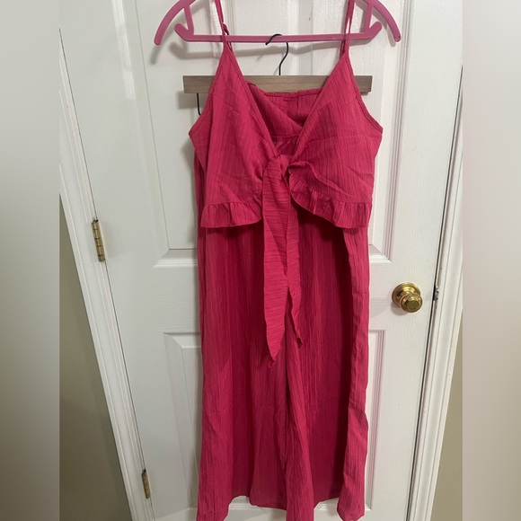 47) 2 piece Pink Women's Jumpsuit NEW size XL pink wide leg women’s boho chic - Picture 10 of 10